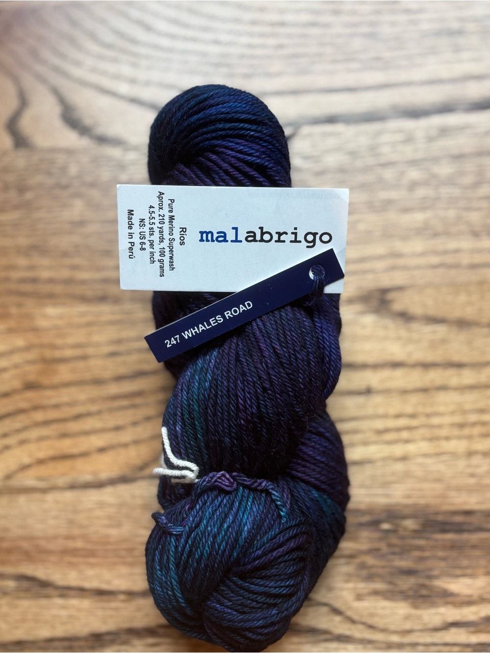 Malabrigo Rios Yarn 247 Whales Road Worsted 100% SW Merino Wool Knit Blue Purple